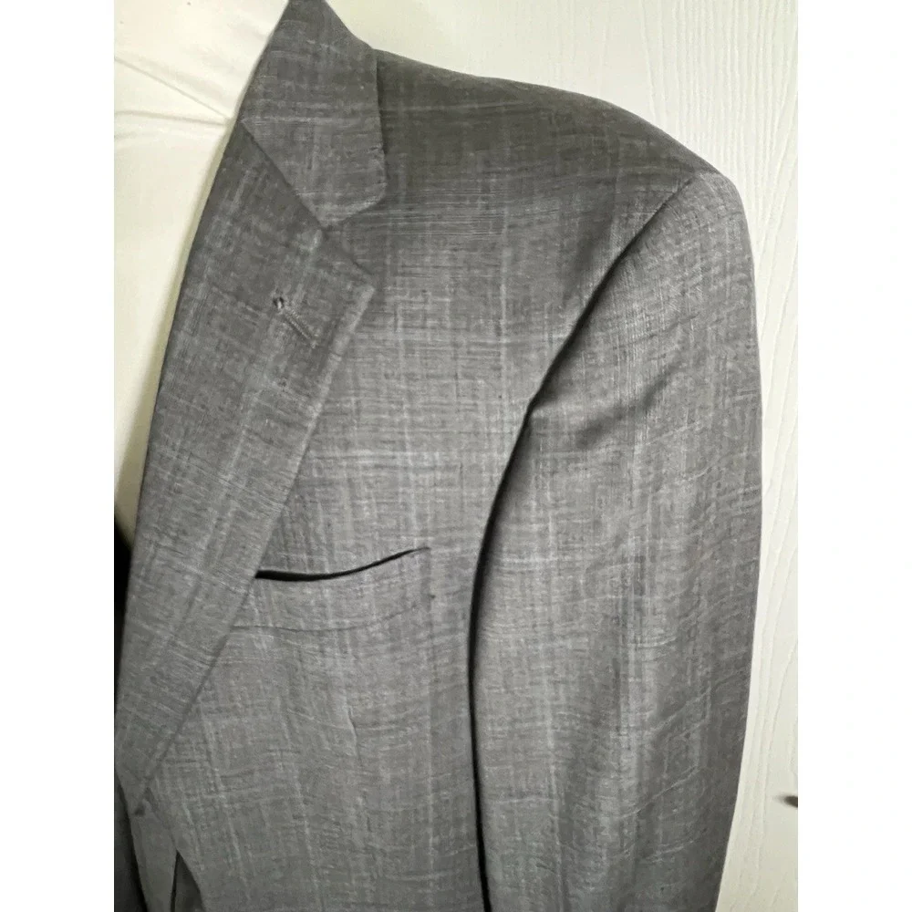 Hart Schaffner Marx Suit Mens 42L Grey Glen Plaid 2-Piece Pleated Cuffed USA